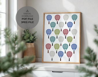 Arte mural de pádel - Impresión de pádel - Diseño minimalista - Póster moderno - Regalo