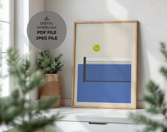 Arte mural de pádel - Impresión de pádel - Diseño minimalista - Póster moderno - Regalo