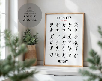 Arte mural de pádel - Impresión de pádel - Diseño minimalista - Póster moderno - Regalo