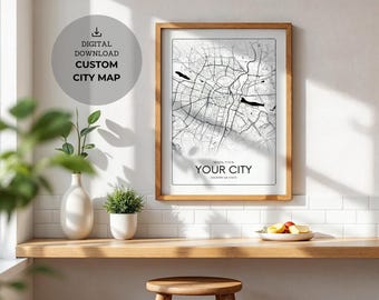 Impresión de mapas de ciudad personalizados, mapa digital personalizado (PDF y JPEG)