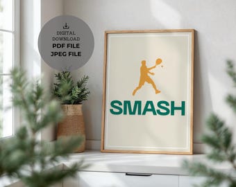 Arte mural de pádel - Impresión de pádel - Diseño minimalista - Póster moderno - Regalo