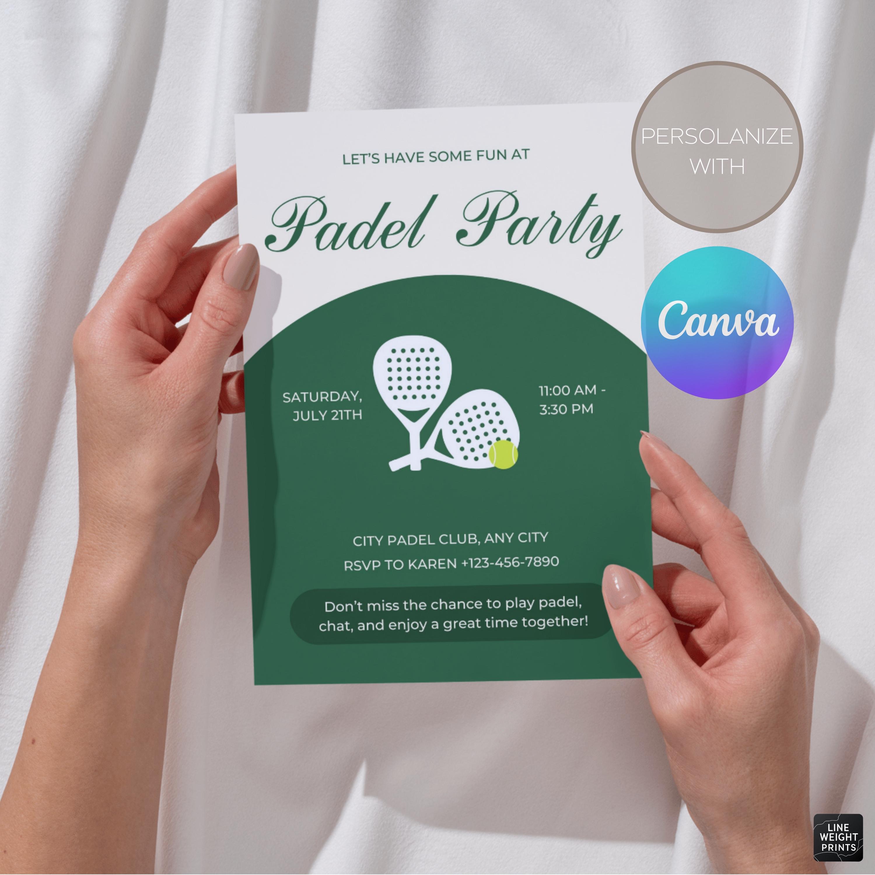 Padel Party Invitation Template | Editable | Printable | Canva ...