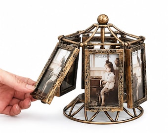 Vintage Rotating Music Carousel Photo Frame, Musical Picture, Retro Home Decor, Personalized Gift, Wedding, Anniversary, Birthday present