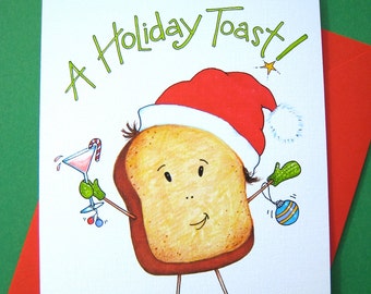 Holiday Toast Christmas Cards Boxed Set - Pun Christmas Cards - Funny Christmas Cards - Christmas Drinking