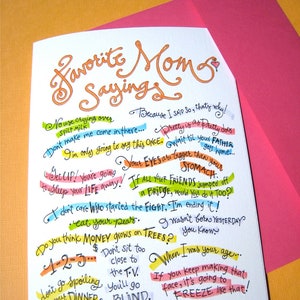 Favorite Mom Sayings Funny Mothers Day Card Card for Mom image 1