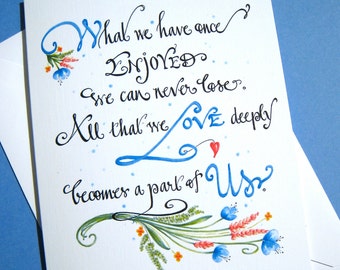 Helen Keller Quote Sympathy Card - Condolence Card - Loss Card - Hand Lettered Memorial Card