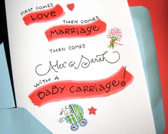 Personalized Baby Congratulations Card - New Mom, New Parents Gift Card - Baby Shower Card