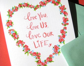 Romantic Anniversary Card - Valentine Card - I Love You Card - For Wife, Husband Card - Love You, Love Us