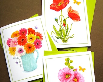 Floral Note Cards | Botanical Stationery | Flowers Notecards | Everyday Notecards