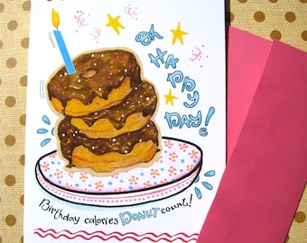 Donut Birthday Card | Pun Birthday Card | Doughnut Lover Gift | Sweet Birthday Card