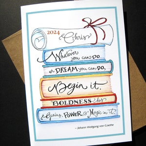 Graduation Card 2024 - Personalized Graduation - Inspirational Graduation - Goethe Literary Quote - College Graduate