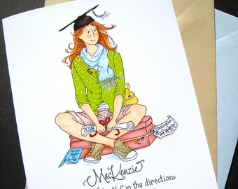 Graduation Card - Girl Graduate - 2018 Custom Graduation Card - Thoreau Quote - Go Confidently