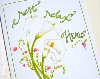 Calla Lily Get Well Card - Feel Better Card - Hospital Card - Recovery Card - Healing