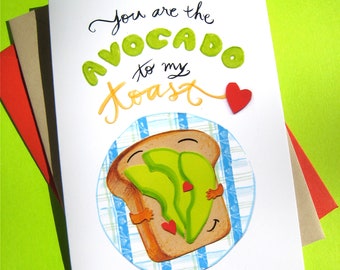 Avocado Toast Card - Love Card - Funny Food Card - Anniversary Card - Valentine's Day