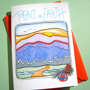 Peace on Earth Christmas Card Nature Christmas Card Woodland Christmas Mountains Christmas Card image 4
