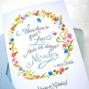 Personalized Wedding Card - Floral Wedding Card - Custom Anniversary Card - Love Quote Card