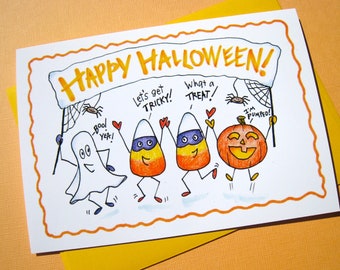 Funny Halloween Card | Candy Corn Card | Pumpkin Card | Trick or Treat Card | Happy Halloween