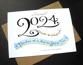 2024 Personalized Graduation Card - Shakespeare Quote, Graduate Card, Congratulations Card, Calligraphy Card