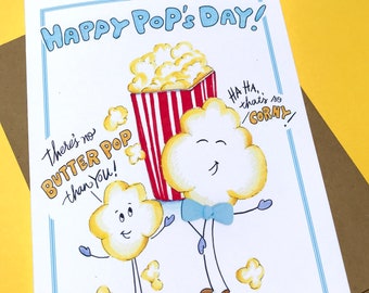 Funny Father's Day Card, Popcorn Pun, Dad Pun, Punny Fathers Day