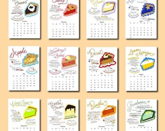 2024 Pie Calendar - Food Calendar - Kitchen Calendar - Illustrated Desk Calendar - Gift for Baker - Gifts under 25