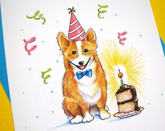 Corgi Birthday Card - Dog Birthday Card, Corgi Card, Happy Birthday Card, Dog Card, Corgi Lover,