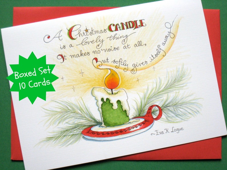 Christmas Candle Holiday Cards Christmas Quote Unique Christmas Cards Boxed Cards Set image 1