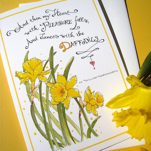 Daffodils Inspirational Card Encouragement, Get Well Card Flowers Poem Wordsworth Daffodils Literary Quote image 1