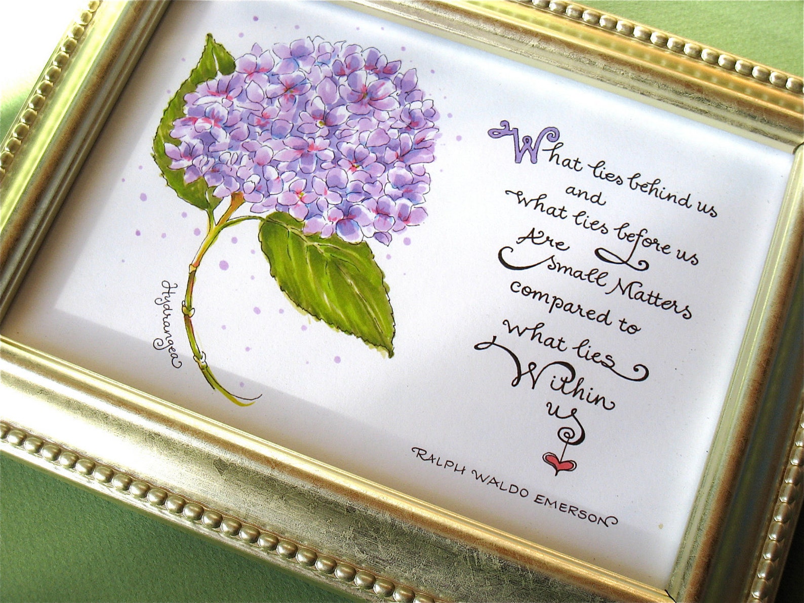 Hydrangea Print Emerson Quote Motivational Quote Etsy