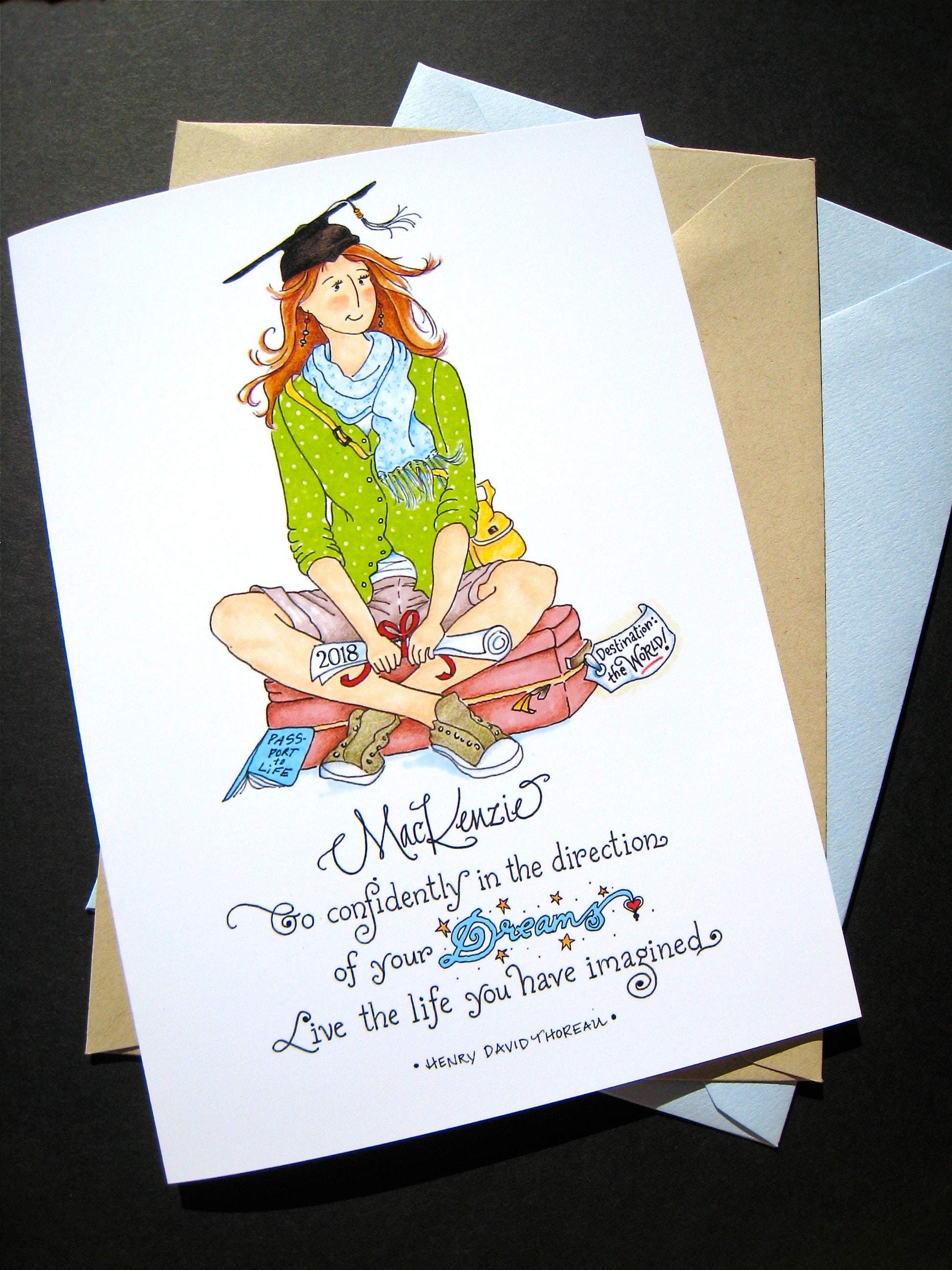 Graduation Card Girl Graduate 2018 Custom Graduation Card Etsy