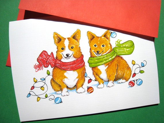 Dog Christmas Card - Corgi Dog Christmas - Welsh Corgi Holiday Card