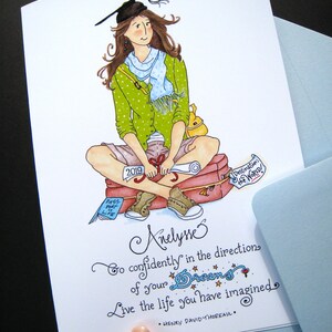 Graduation Card Girl Graduate 2024 Custom Graduation Card Thoreau Quote Go Confidently image 5