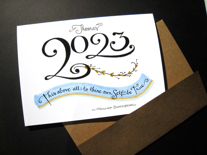 2024 Personalized Graduation Card Shakespeare Quote, Graduate Card, Congratulations Card, Calligraphy Card image 3