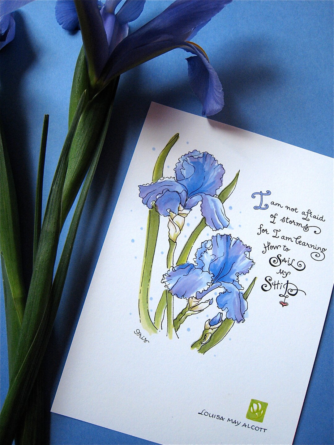 Courage Quote Print Blue Iris Inspirational Art I Am Not Afraid of