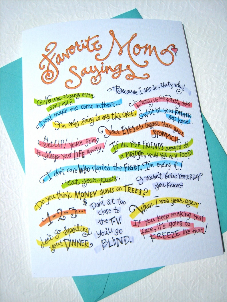 Favorite Mom Sayings Funny Mothers Day Card Card for Mom image 3