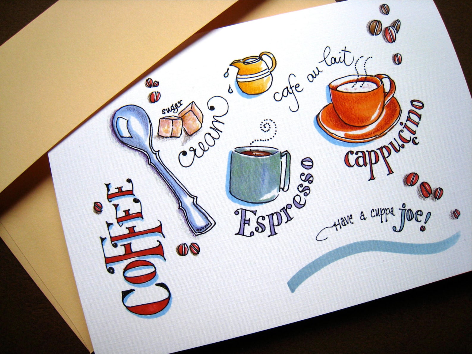 Coffee Cups Card Coffee Gift Card for Coffee Lover Etsy