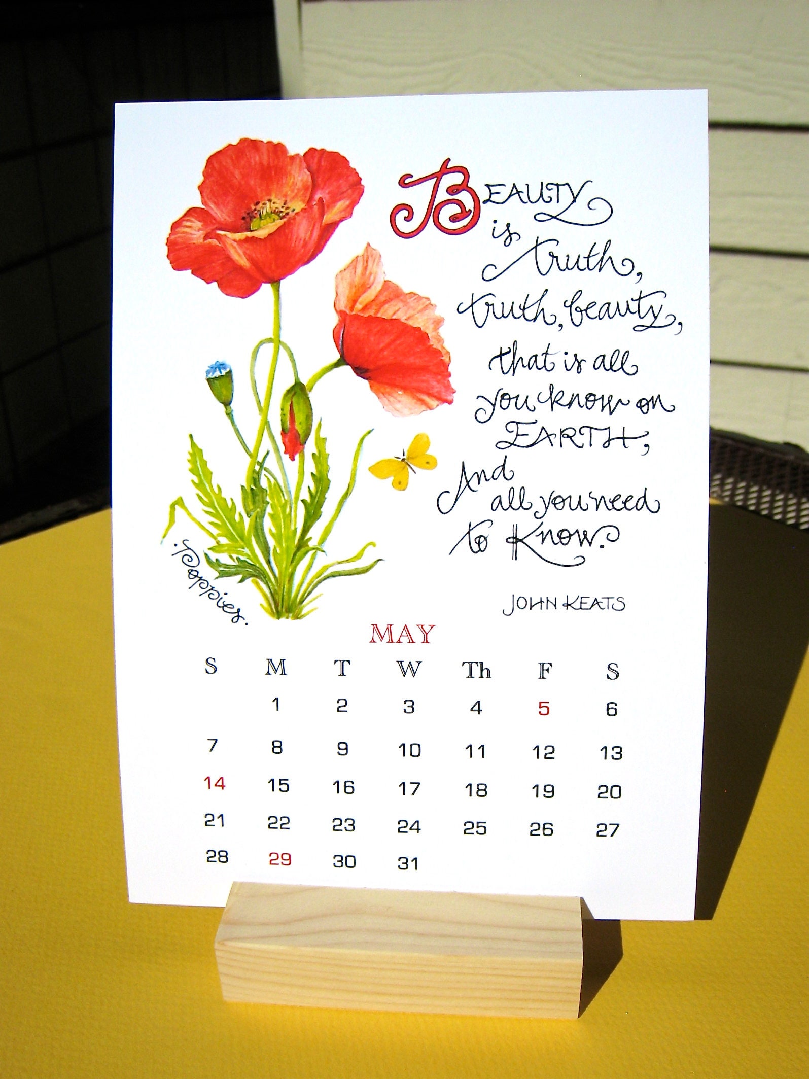 Calendrier De Bureau 2025 à Motif Floral Créatif - Calendrier Mensuel Avec Base En Bois - Pour Noël, La Maison, Le Bureau, La Décoration De Bureau