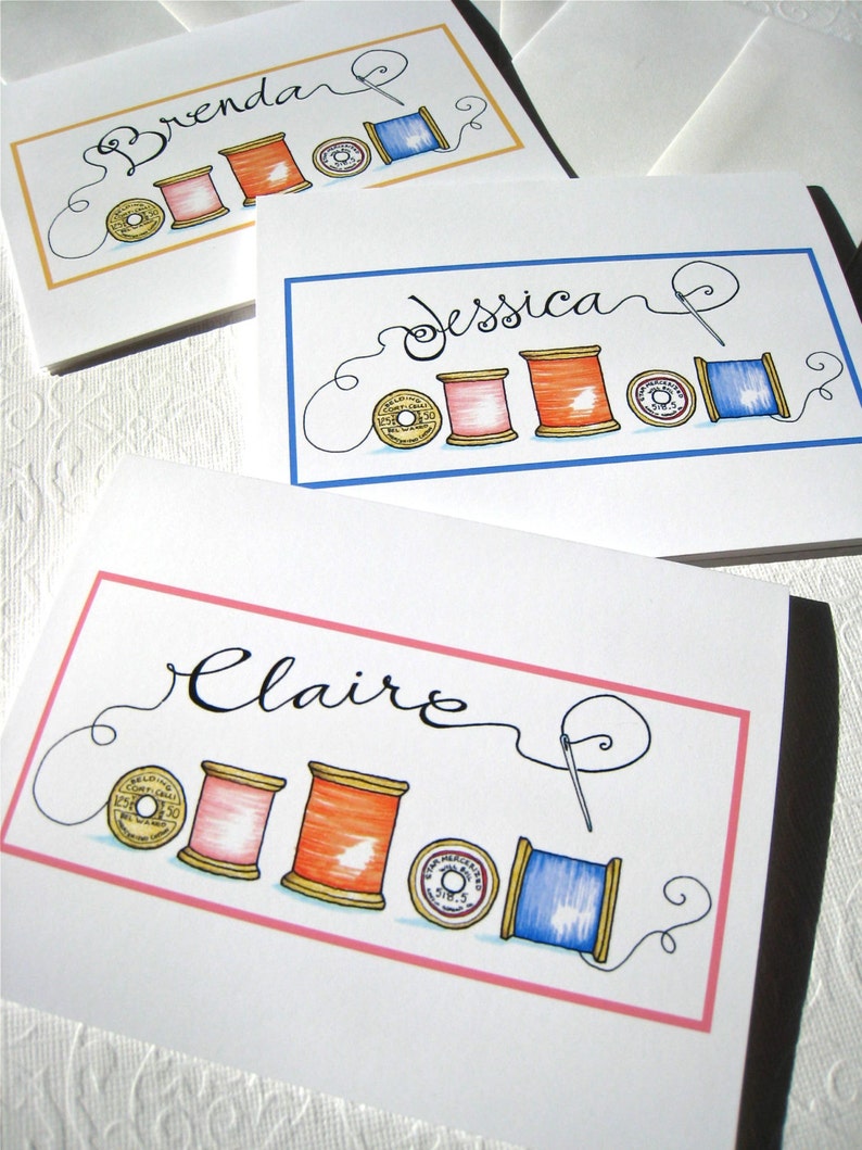 Personalized Sewing Stationery Custom Sewing Note Cards Gift for Seamstress Boxed Card Set image 4