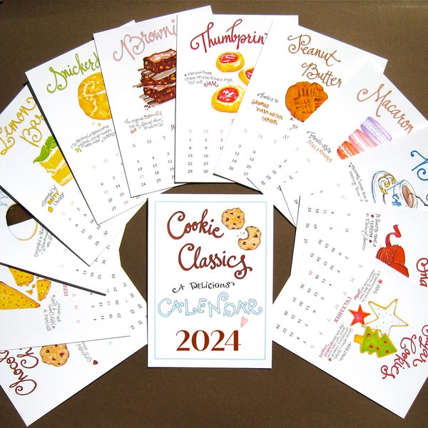 2024 Cookie Calendar - Desk Calendar - Gift for Cook, Cookies Lover - Kitchen Calendar - Gifts under 20