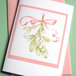 Mistletoe Christmas Cards Boxed Christmas Cards Holiday Cards Set Botanical Art Christmas Cards image 2