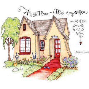 Cottage Art House Illustration Housewarming Gift Home Quote Print A Little House of My Own image 3