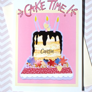 Cake Time Birthday Card Personalized Card Birthday Cake Card Happy Birthday Card image 3