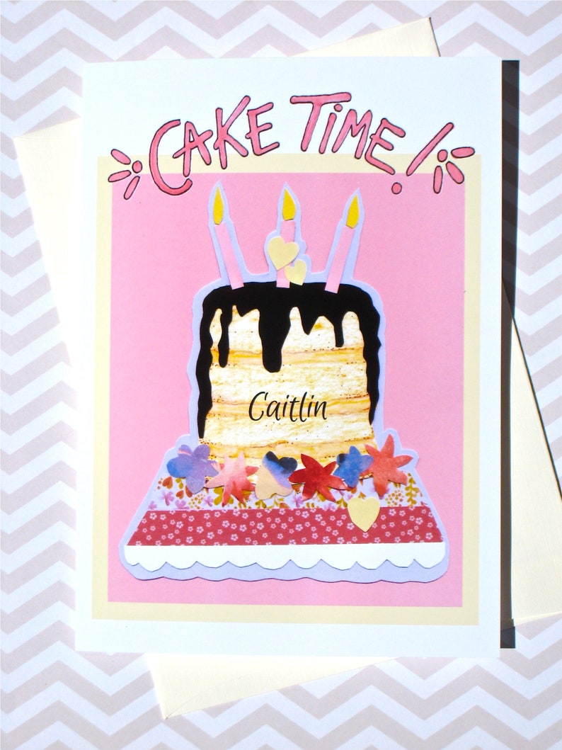 Cake Time Birthday Card Personalized Card Birthday Cake Card Happy Birthday Card image 3