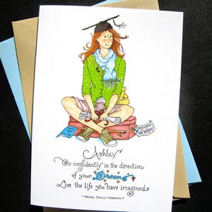 Graduation Card - Girl Graduate - 2025 Custom Graduation Card - Thoreau Quote - Go Confidently