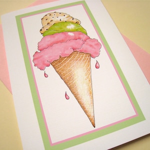 Ice Cream Cone Card - Ice Cream Gift Card - Birthday Card Ice Cream Lover - Kids Birthday - All Occasion Card