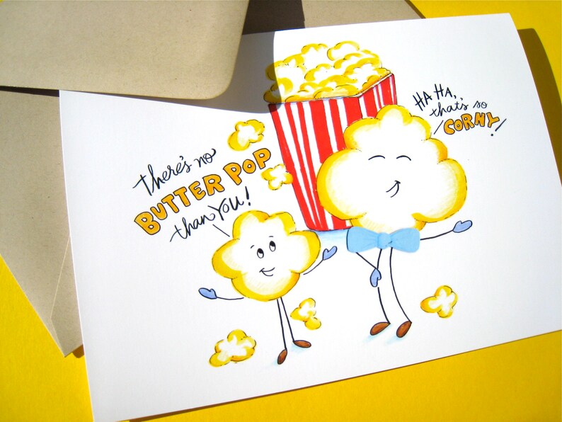 Funny Father's Day Card Popcorn Pun Dad Pun Dad Etsy