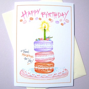 French Macaron Birthday Card Cookie Birthday Card Birthday for Her Girlfriend Birthday Baker Birthday Card image 1