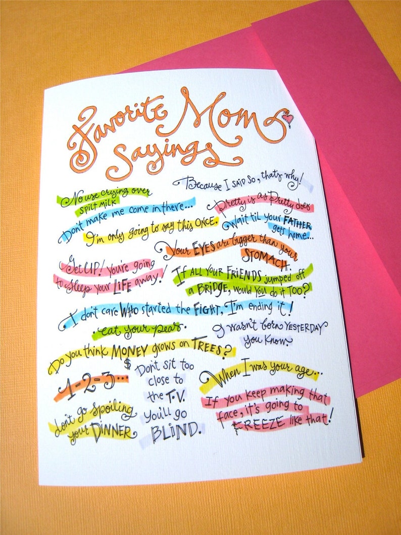 Favorite Mom Sayings Funny Mothers Day Card Card for Mom image 1
