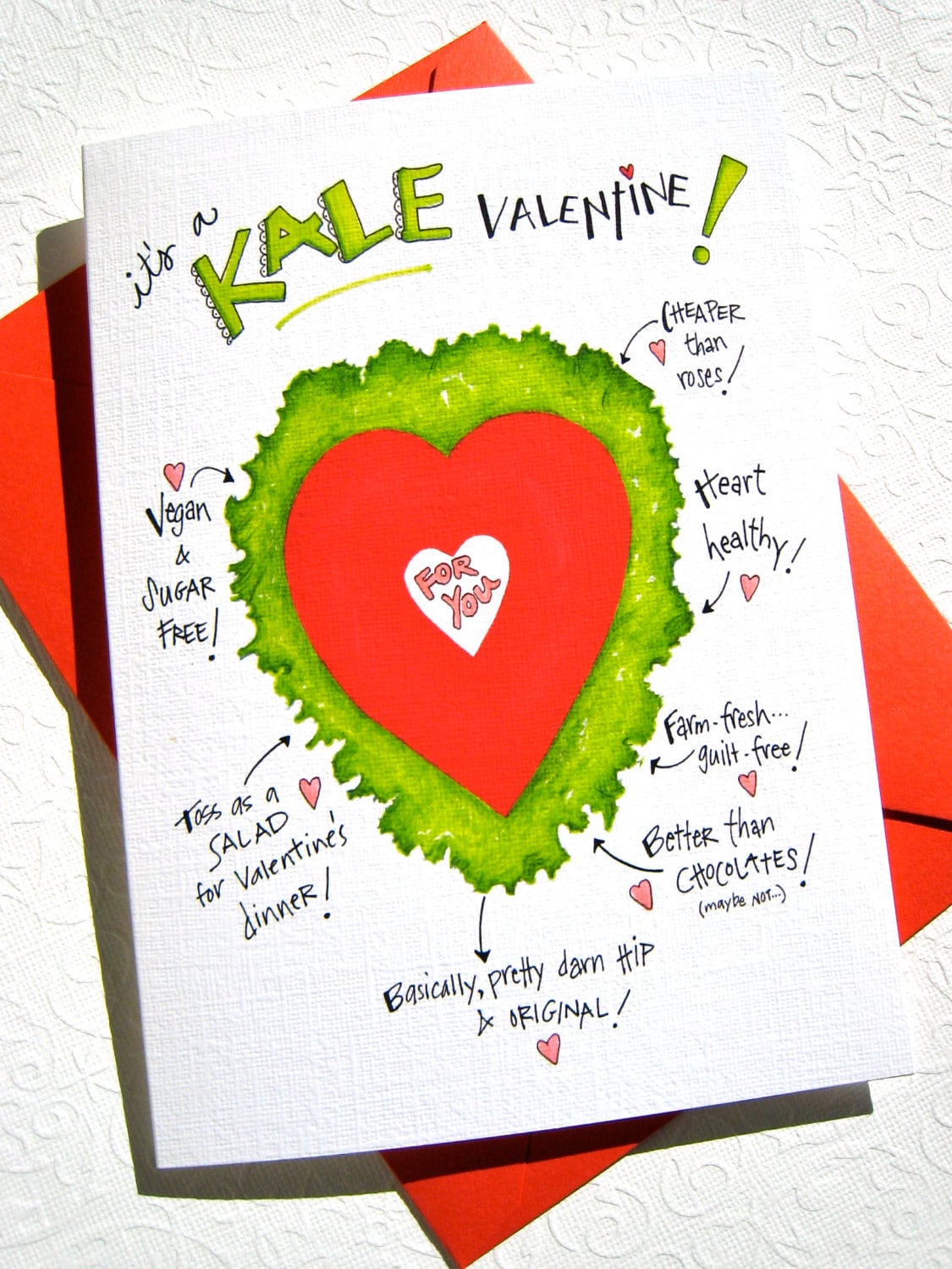 Kale Valentine Card Funny Valentine Card Vegan Card - Etsy