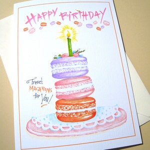 French Macaron Birthday Card Cookie Birthday Card Birthday for Her Girlfriend Birthday Baker Birthday Card image 4