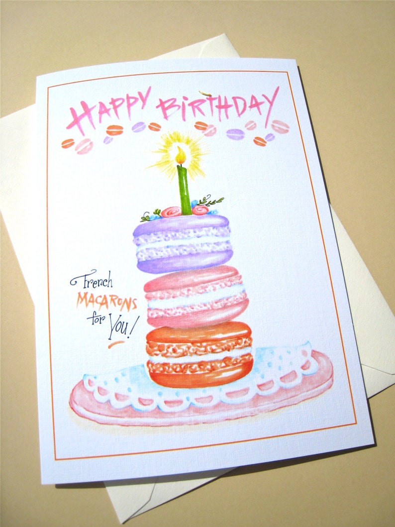 French Macaron Birthday Card Cookie Birthday Card Birthday for Her Girlfriend Birthday Baker Birthday Card image 4